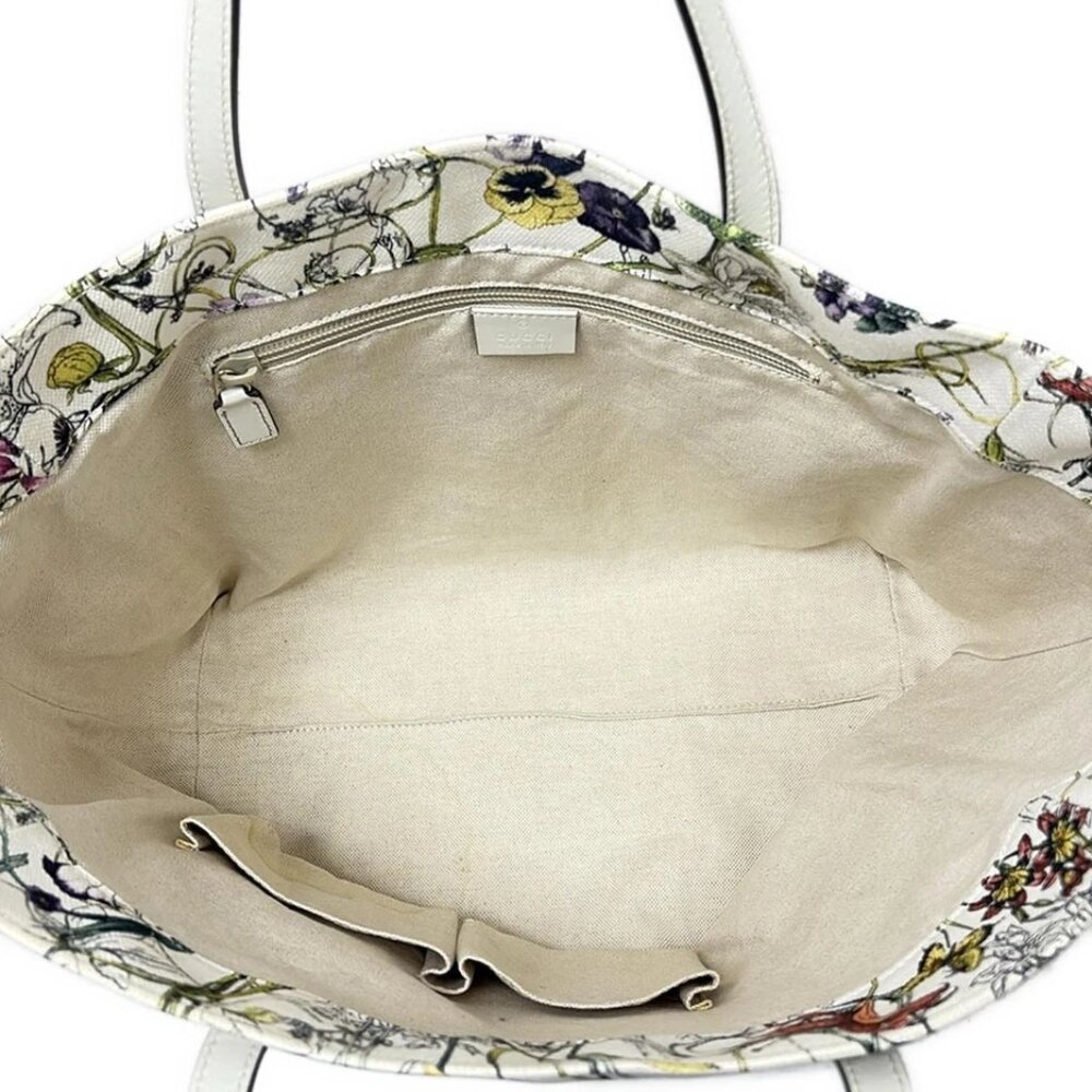 GUCCI Flora White Green Multi Canvas Leather - Tote Bag 409-052225 - Picture 7 of 9